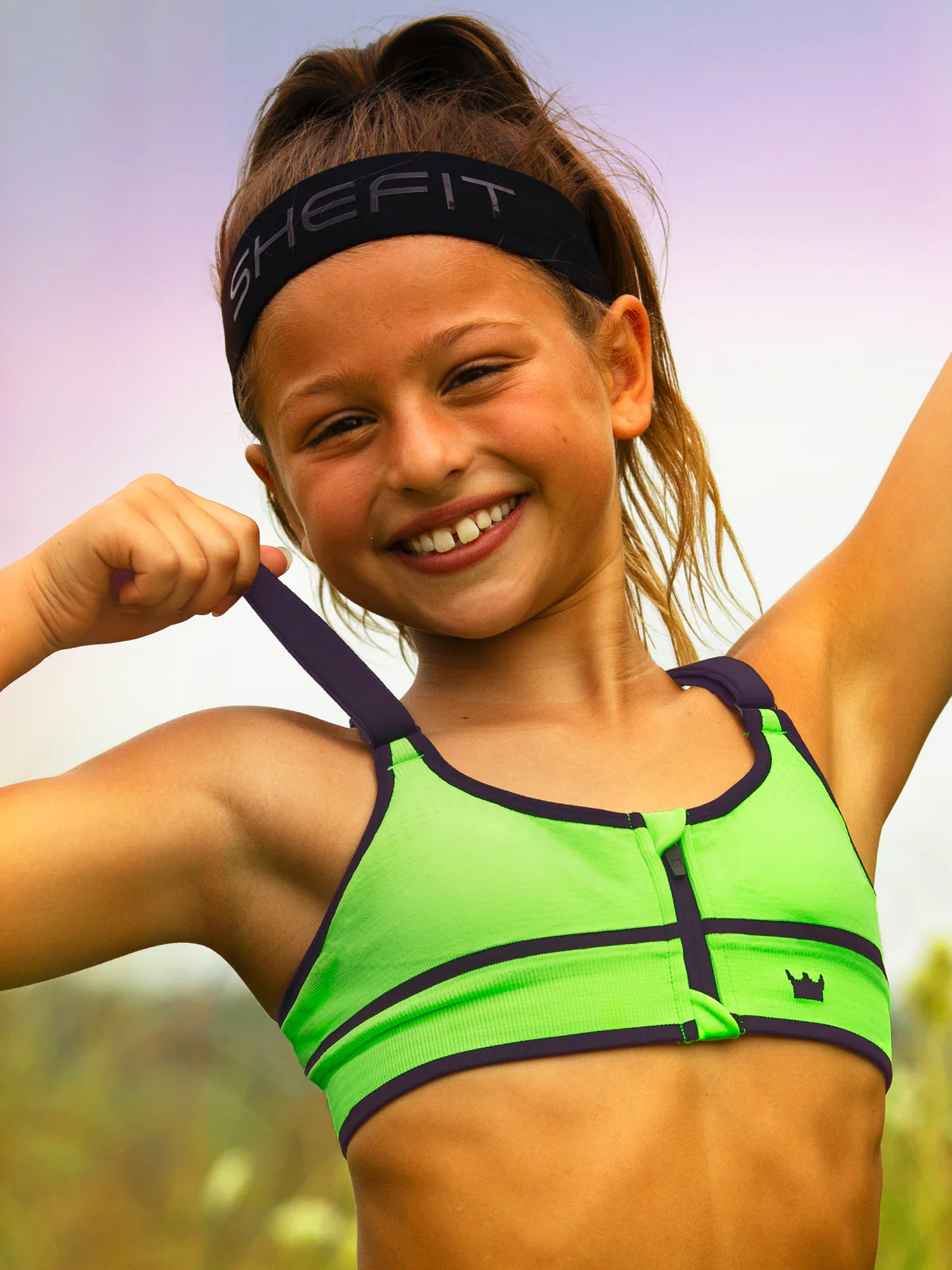 Girls' Low Impact Sports Bra - Neon Green - Image 3