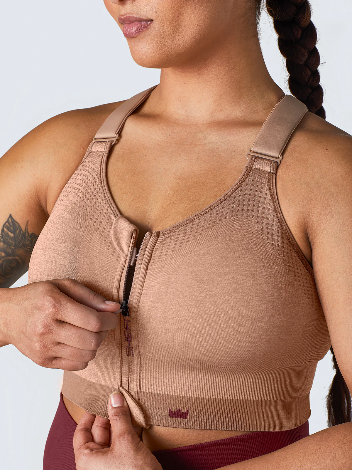 Low Impact Sports Bra - Heathered Tan - Image 3