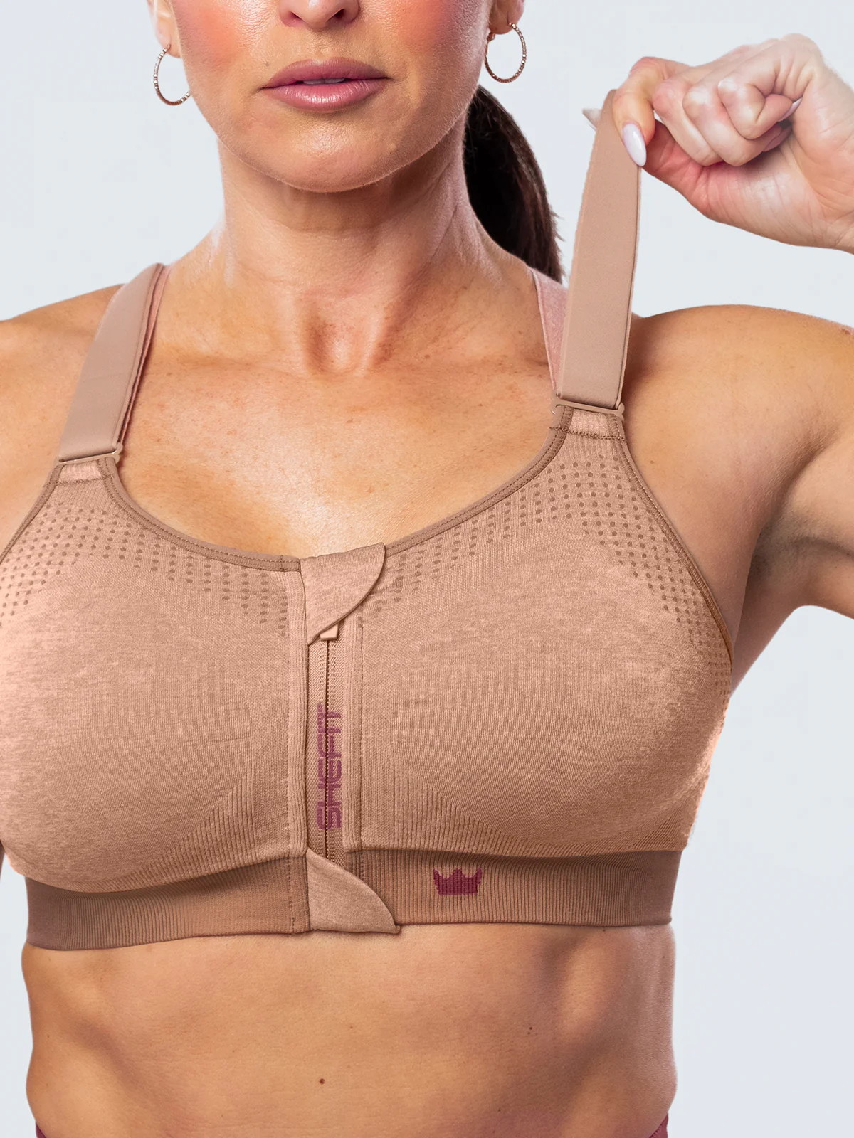 Low Impact Sports Bra - Heathered Tan - Image 4